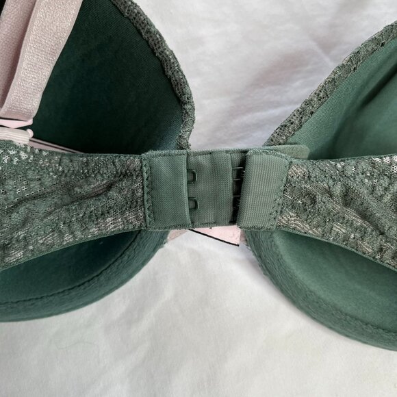 Victorias Secret Green Lace Lined Demi Lightly Padded Underwire Bra Size 36C - Picture 7 of 11